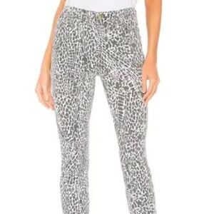 Frame Le High Animal Print Ankle Skinny Jeans Black